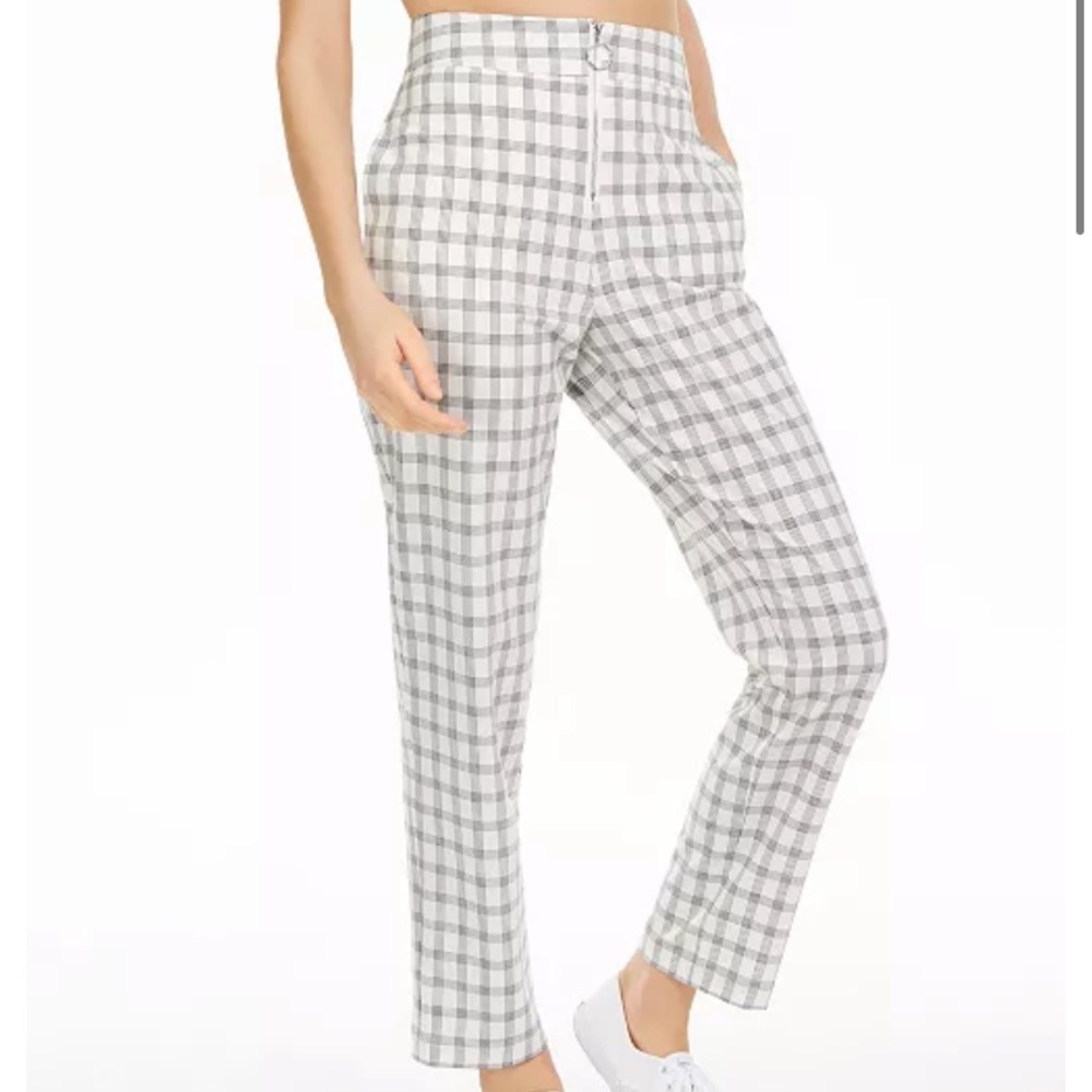 NWT Zip Up Plaid Pants Black & White - Picture 3 of 6